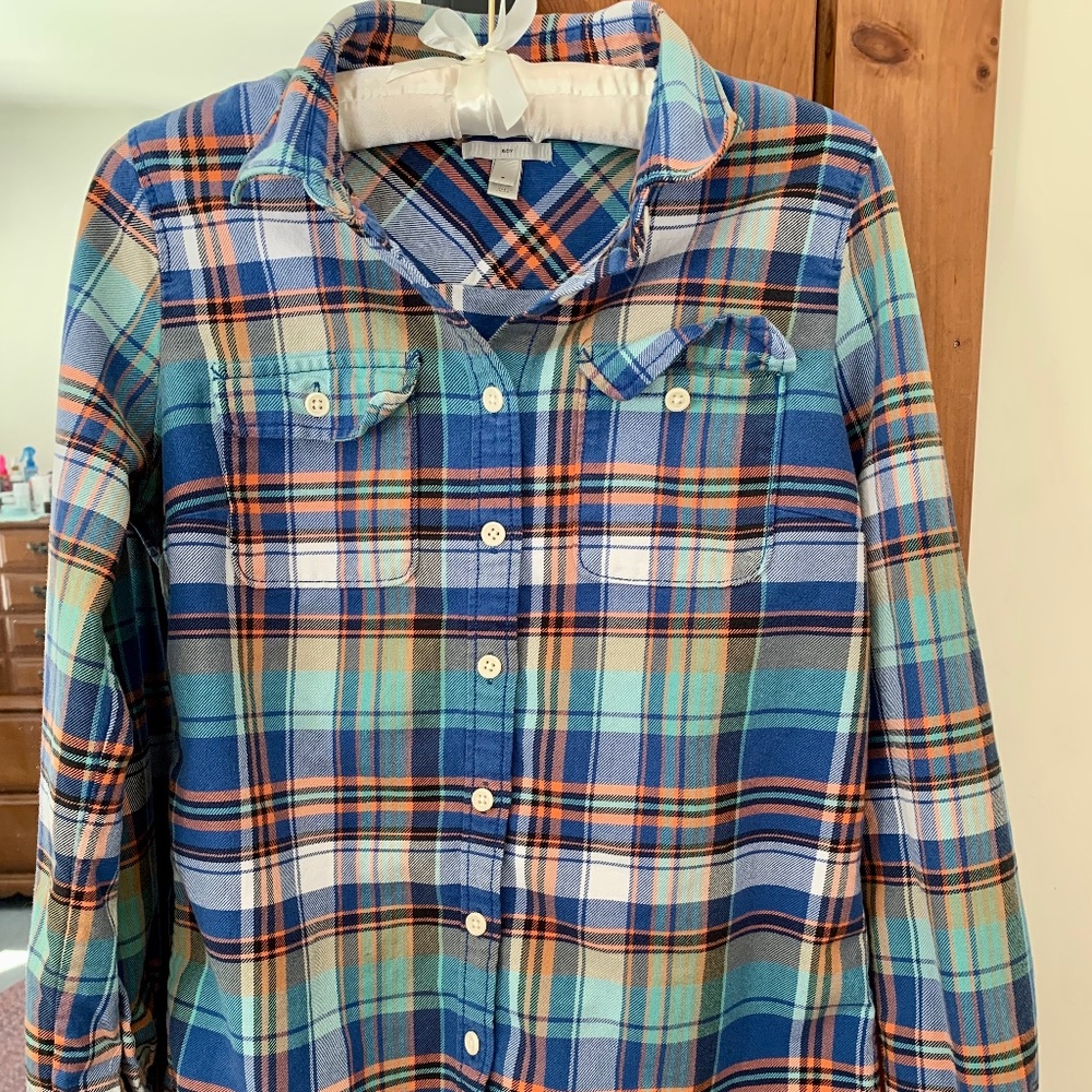 J. Crew-LS Flannel Button Down- Sz 6